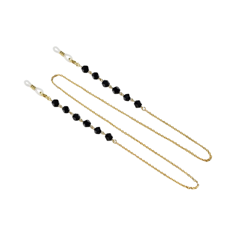 BLACK CRYSTAL STONE GLASSES CHAIN