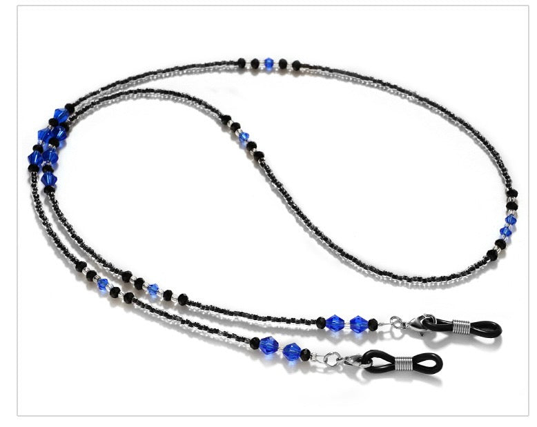 BEADED GLASSES CORD - BLUE