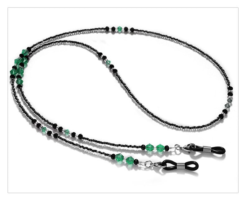 BEADED GLASSES CORD - GREEN