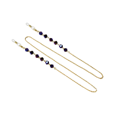 PURPLE CRYSTAL STONE GLASSES CHAIN