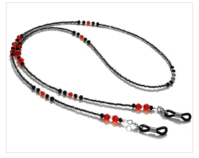BEADED GLASSES CORD - RED