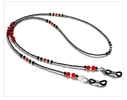BEADED GLASSES CORD - RED